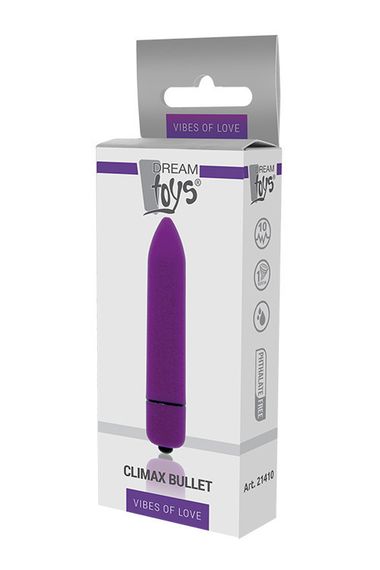 Міні вібратор кульковий вібромасажер DREAM TOYS 10-Speed Climax Bullet Purple — 10 режимів, ABS, 8,5 см | Зображення 2