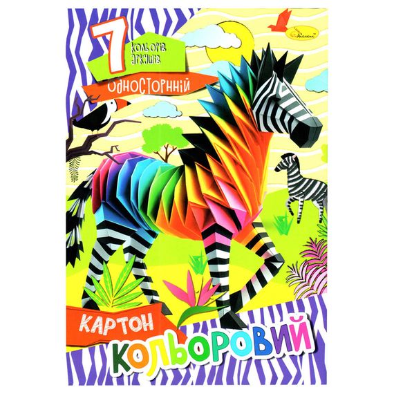 Набір кольорового картону А4 АП-1101-5, 7 аркушів 230 г/м2