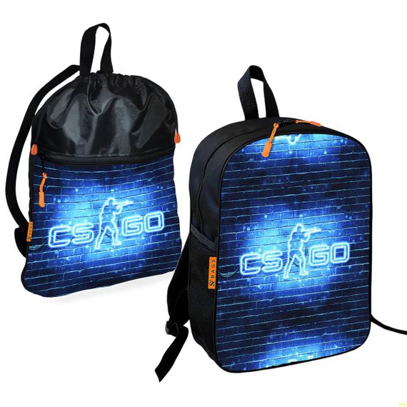 Школьный рюкзак детский Counter-Strike + Сумка для обуви спортивной формы рюкзак-мешок  для мальчика (01695)
