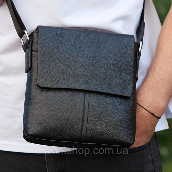Мужская кожаная сумка мессенджер на плечо Кожаная сумку для мужчин Tiding Bag 39017 черная