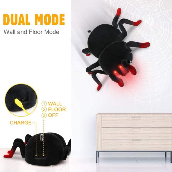 Радиоуправляемый паук, машинка-паук для стен и пола, светодиоды, аккумулятор, игрушка для детей От 6 лет | Зображення 1