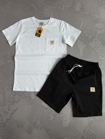 Набір Carhartt біла футболка чорні шорти