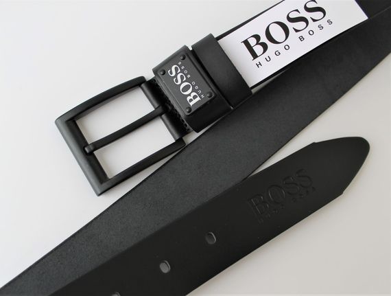 Шкіряний ремінь Hugo Boss з чорною пряжкою black | Зображення 1