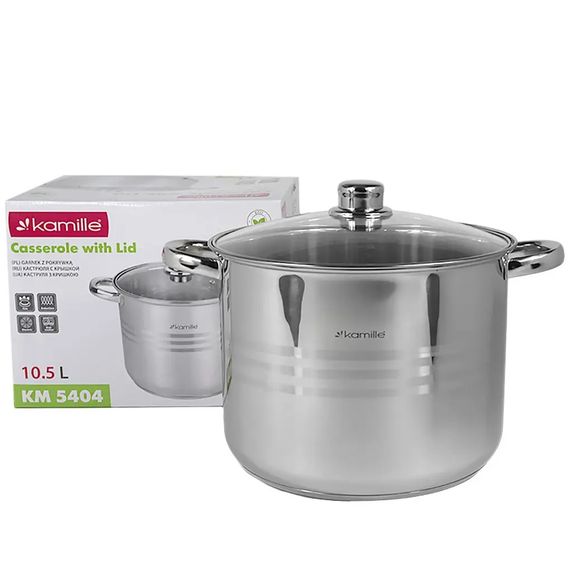 Каструля з кришкою Kamille KM-5404 10.5 л 26 см срібляста | Зображення 5