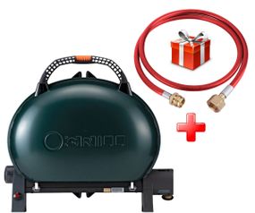 КОМПЛЕКТ Портативний переносний газовий гриль O-GRILL 500, зелений + шланг в подарунок! Код: 013367