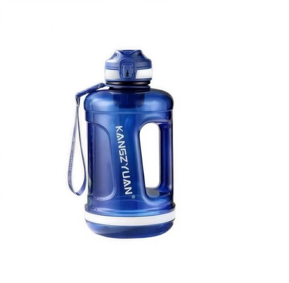 Эко-бутылка KANGZYUAN 1500 мл (1.5 л) - Синяя Tritan BPA-free, ударопрочная, спортивная с ручкой и ремешком | Зображення 2