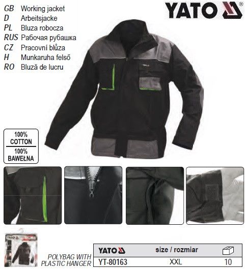 Куртка робоча YATO розмір XXXL, 100% - бавовна YATO-80163