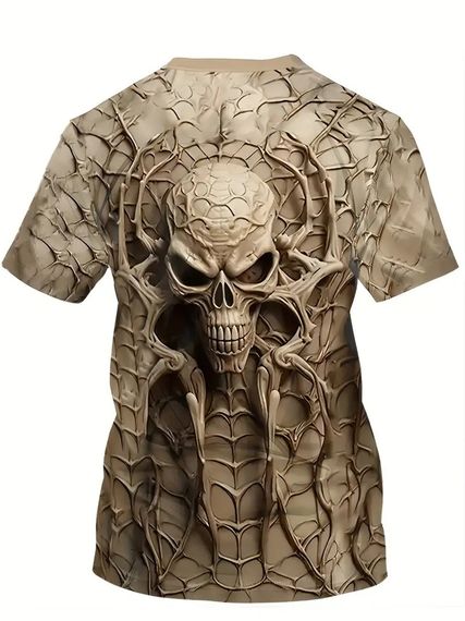 Мужская летняя футболка с 3D принтом глиняного черепа размер L (UA 52)