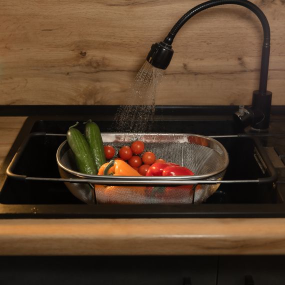 Друшляк сито на раковину для миття овочів та фруктів 36х25х10.5 см з нержавіючої сталі HP-19-18-L | Зображення 7