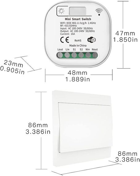 Проходной беспроводной выключатель WIFI RF433 с реле белый не требует батарейки. | Зображення 5