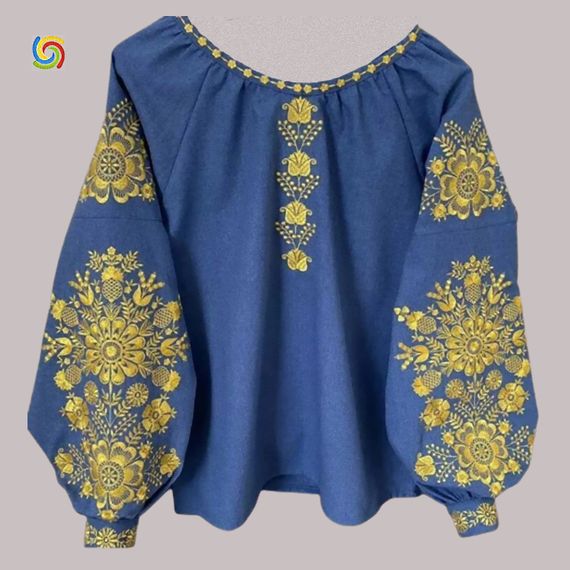 Рубашка Украинская вышиванка  555300710 цвет синий размер XL/XXL