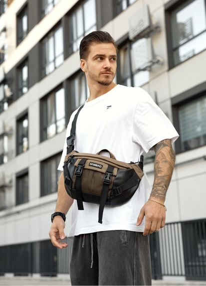 Велика чоловіча сумка бананка Sambag DynamicDart горіх 38 × 21 × 7 см (80411119m)