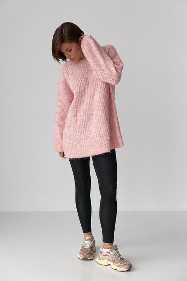 Подовжений джемпер легкої в'язки - пудра цвет, ONE SIZE (є розміри) | Зображення 2