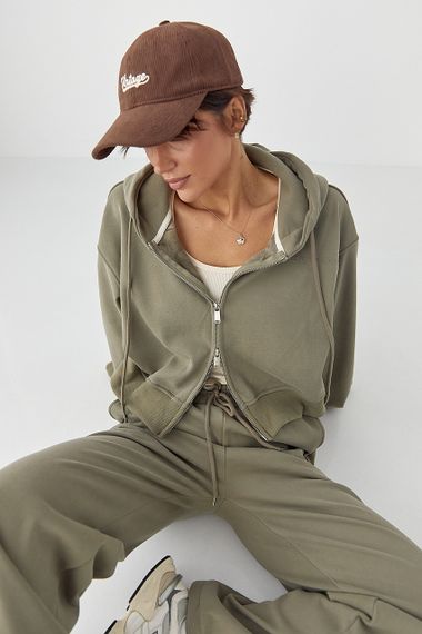 Теплий спортивний костюм з об'ємним написом - хакі цвет, M/L (є розміри) | Зображення 2