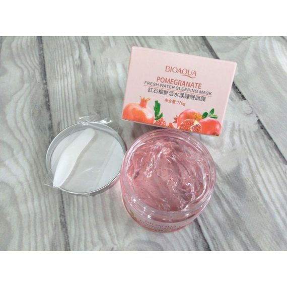Нічна гель-маска з екстрактом граната Bioaqua Pomegranate Sleep Mask, 120г | Зображення 1