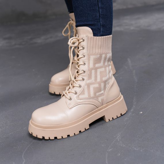 Ботинки женские Fashion Horseshoe 3367 39 размер 25 см Бежевый | Зображення 3