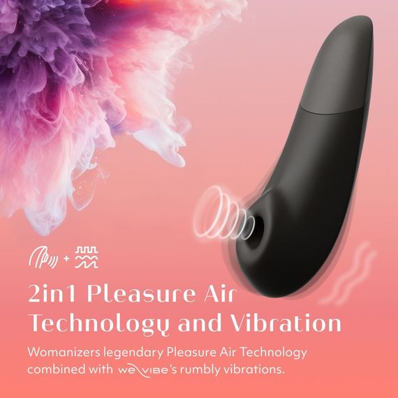 Клиторальный вакуумный стимулятор 2 в 1 Womanizer Enhance с вибрацией, черный Sex Aura | Зображення 8