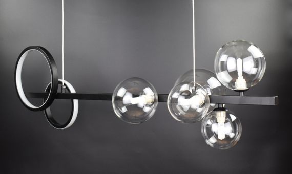 Люстра підвісна на 5 лампочок 26686 Чорний 40-180х33х95 см. | Зображення 1