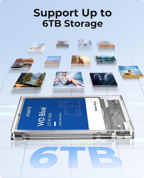 Чохол для жорсткого диска, захисний, прозорий з USB 3.0, ORICO для 2.5-дюймового зовнішнього жорсткого диска. | Зображення 3