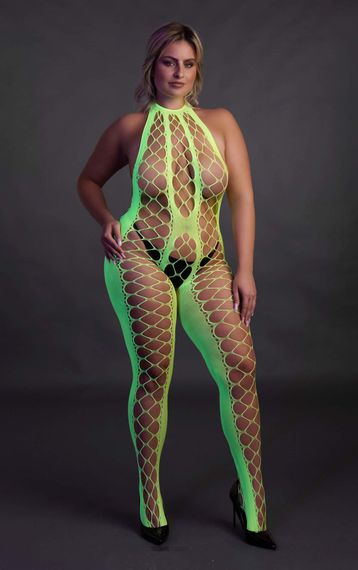 Бодістокінг - Ouch! Bodystocking With Halterneck Green, XL/4XL | Зображення 5