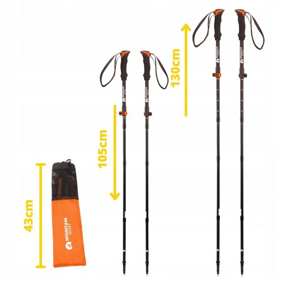 Трекінгові палиці Mountain Goat Pro+ 43-130 см MG0008 Black/Orange (P-5907739318251) | Зображення 3