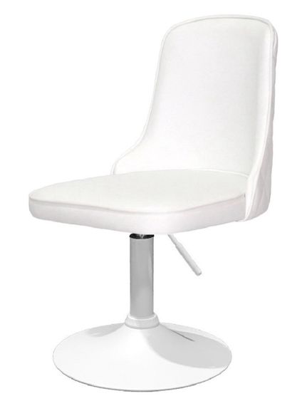 Стул поворотный Adam WT-Base на белой круглой опоре с регулировкой высоты 41-55 см кожзам белый