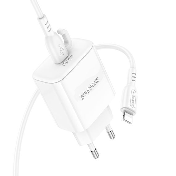 Мережевий зарядний пристрій Borofone BA81A 1 USB-C PD/QC 20W+Type-C to Lightning | Зображення 2