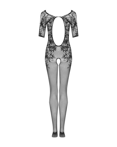 Сітчастий бодістокінг з квітковим малюнком Obsessive Bodystocking F238 S/M/L, black, з доступом, імі | Зображення 5