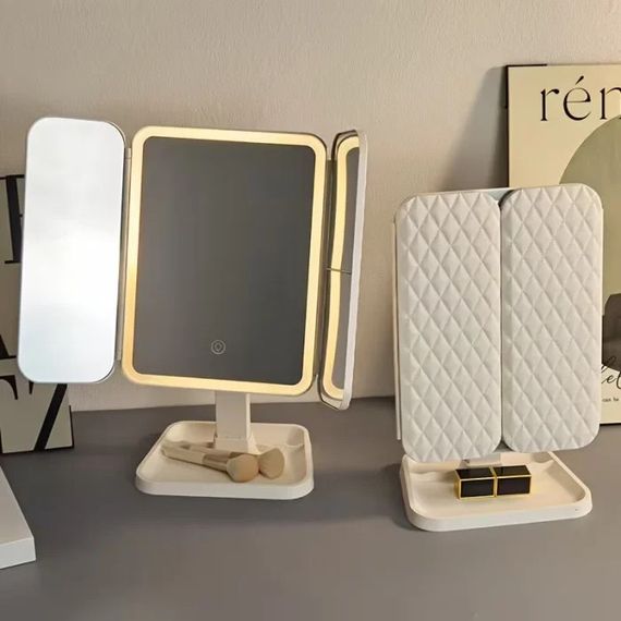 Тройное LED-зеркало для макияжа KAR193 складное аккумуляторное белое | Зображення 3