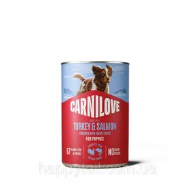 Влажный корм для щенков Carnilove Salmon & Turkey с лососем и индейкой — консерва паштет 400 г