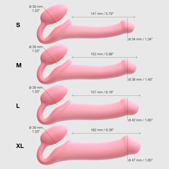 Безремінний страпон Strap-On-Me Rose XL, повністю регульований, діаметр 4,5 см | Зображення 5