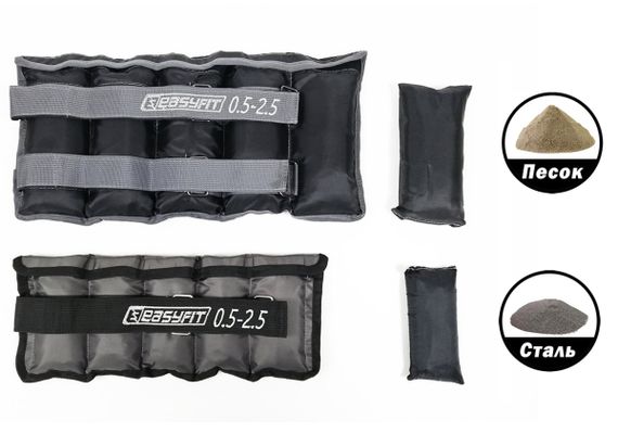 Обтяжувачі EasyFit 0,5-2,5 кг для ніг та рук з металом (EF-AWTМ-525) | Зображення 1