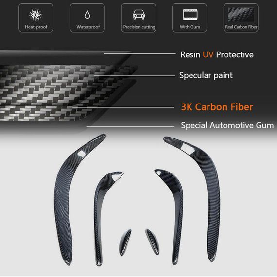 Накладки на передній бампер (для C43 AMG 2015-2019, Карбон) для Mercedes C-сlass W205 рр | Зображення 4