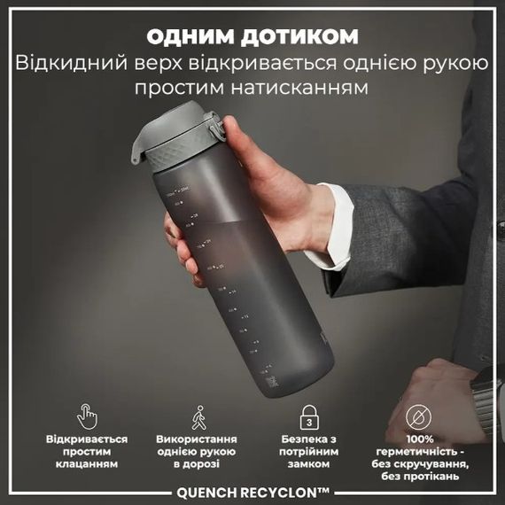 Пляшка для води ION8 1000 мл (ЕКО пляшка) BPA Free Grey (I8RF1000GRY) | Зображення 5
