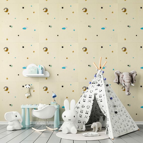 Панель стінова 3D 700*700*4mm зірки та місяць на бежевому фоні (D) Sticker Wall SW-00001971 | Зображення 6