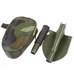 Туристична складана саперна лопата 5 в 1 у чохлі Зелена