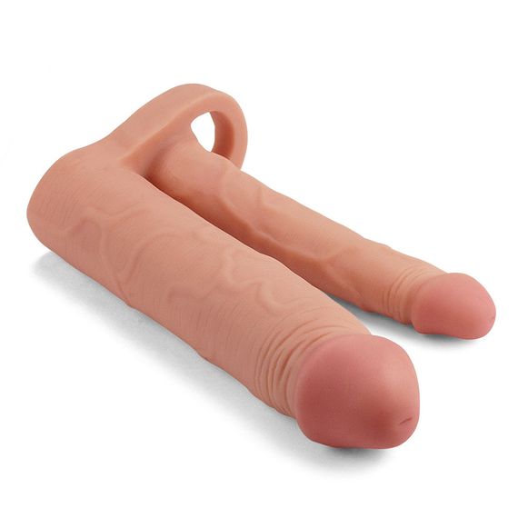 Насадка на член - Pleasure X-Tender Double Penis Sleeve Add 2" Flesh sexstyle | Зображення 5