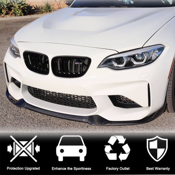 Накладка на передній бампер Lip V4 (для F87 M2, Карбон) для BMW 2 серія F22/23 2014-2021 рр | Зображення 1
