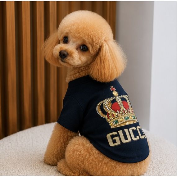 Брендовая футболка для собак и котов Gucci Crown Black Стильная черная одежда для питомцев | Зображення 1