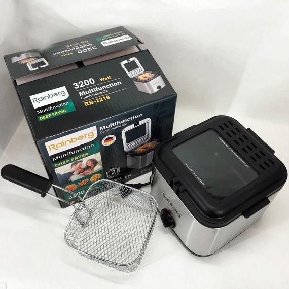 Фритюрница для дома Rainberg RB-2219 с терморегулятором и съемной чашей электрофритюрница AM-597 мини | Зображення 6