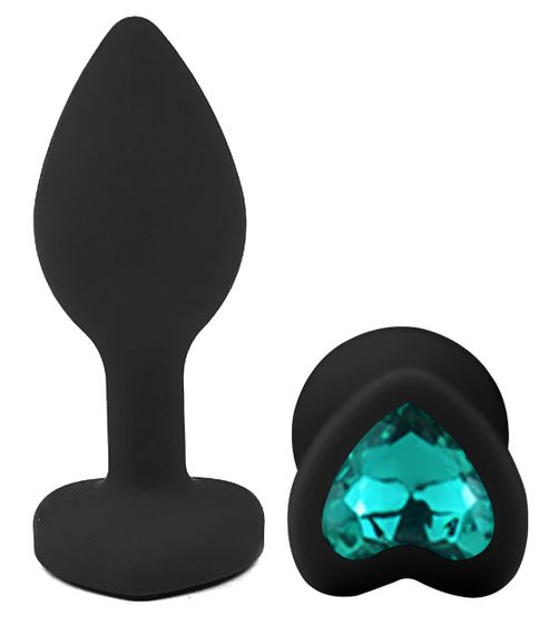 Силіконова анальна пробка EGZO - Silicone Black Heart Plug Marine, size S Sex Aura | Зображення 1