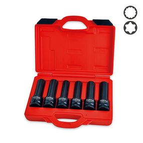 Набор головок длинных ударных 3/4" E18, E20, E22, E24, 17мм, 19мм 6 ед. TOPTUL JGAI0602