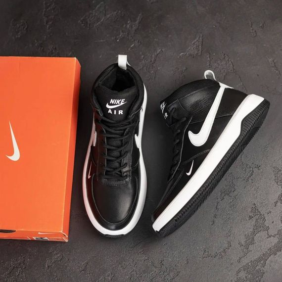 зимові шкіряні ботинки  Nike колір чорний/ білий | Зображення 8