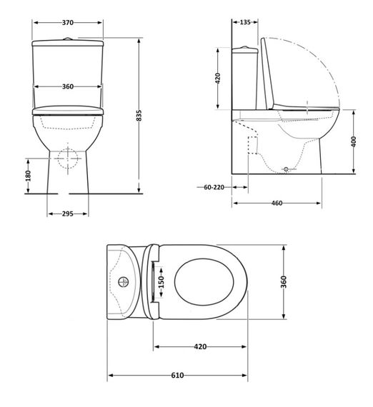 Унітаз підлоговий Qtap Robin Ultra Quiet з сидінням Slim Duroplast/ Soft-close/ Quick Release QT13226089AW | Зображення 1