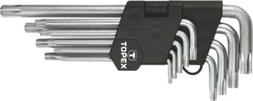 Ключи шестигранные TOPEX Torx T10-T50, удлинённые, набор 9 шт. (35D961)