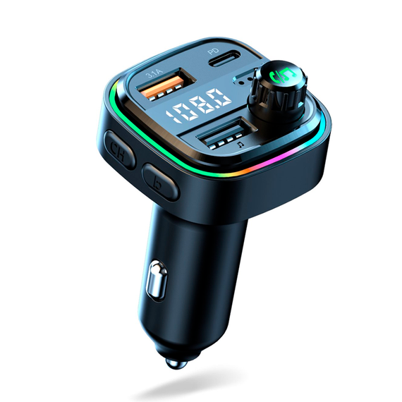 Автомобильный FM ФМ модулятор Terra С26, Bluetooth 5.0, трансмиттер, USB 3.1А, Type C | Зображення 1
