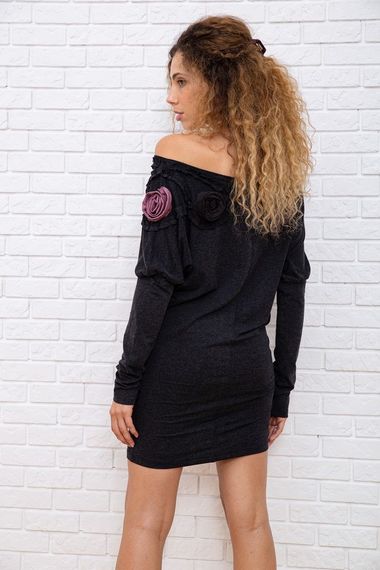 Вовняна приталена сукня, темно-сірого кольору, 167R147-1 | Зображення 3