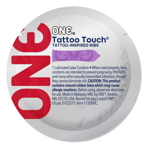 Набор презервативов ONE Tattoo Touch, 100 шт, с рельефом в виде тату, 3 разновидности, упаковка-тубус sexstyle | Зображення 3
