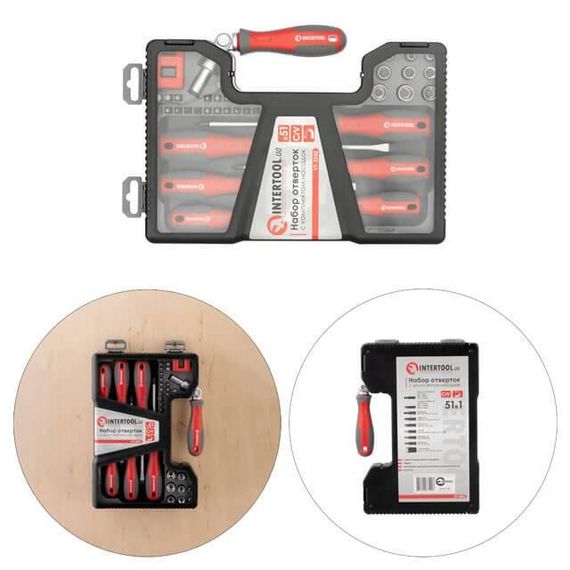 Набір викруток з комплектом насадок 51 од. INTERTOOL VT-3352 | Зображення 2