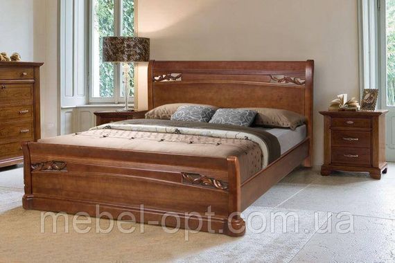 Ліжко полуторне дерев'яне Шопен зі зніжжям 120х200, колір махонь | Зображення 1